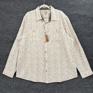 Carbon2Cobalt Shirt Mens XL Off White Multicolorn Button Up Long Sleeve Gauzy